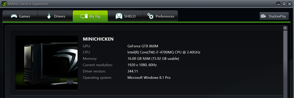 GeForce Experience Rig