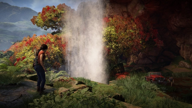 Chloe discovers a beautiful waterfall.