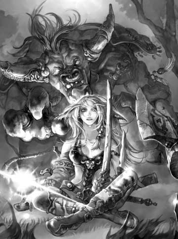 Tauren and Night Elf artwork from the original World of Warcraft game manual.