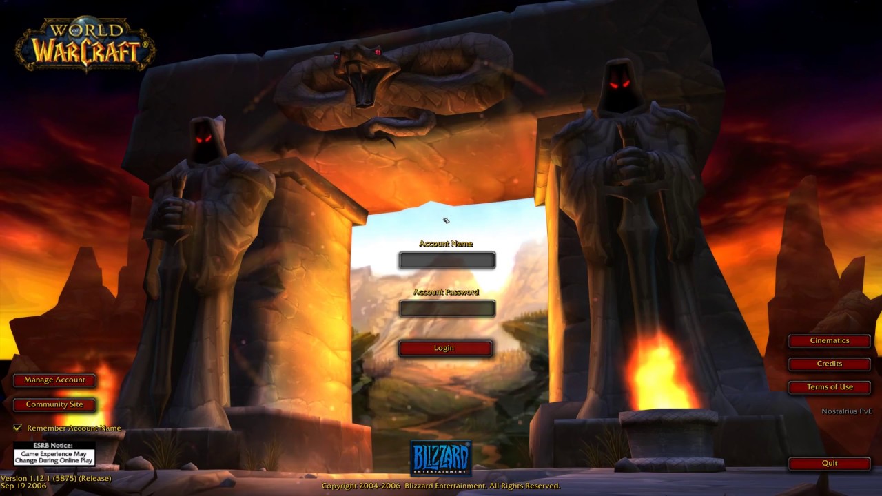 Vanilla WoW login screen